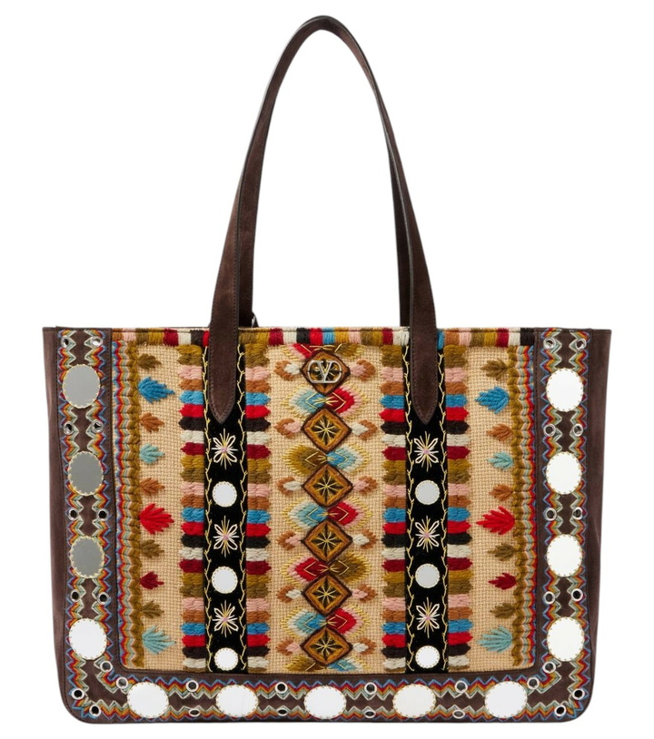 Photo: Valentino Garavani Nellcôte Large embroidered suede tote bag