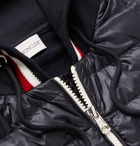 Moncler - Slim-Fit Quilted Shell and Loopback Cotton-Jersey Hooded Gilet - Blue