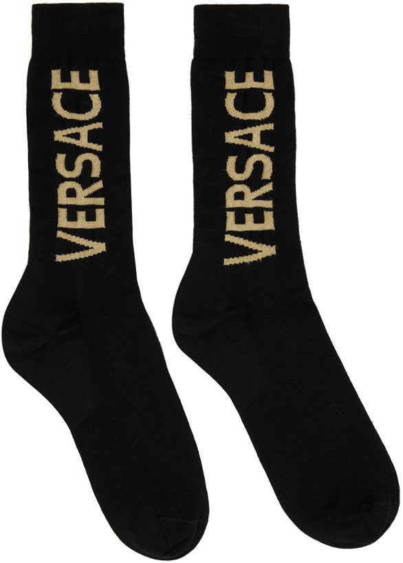Photo: Versace Black Cotton Socks