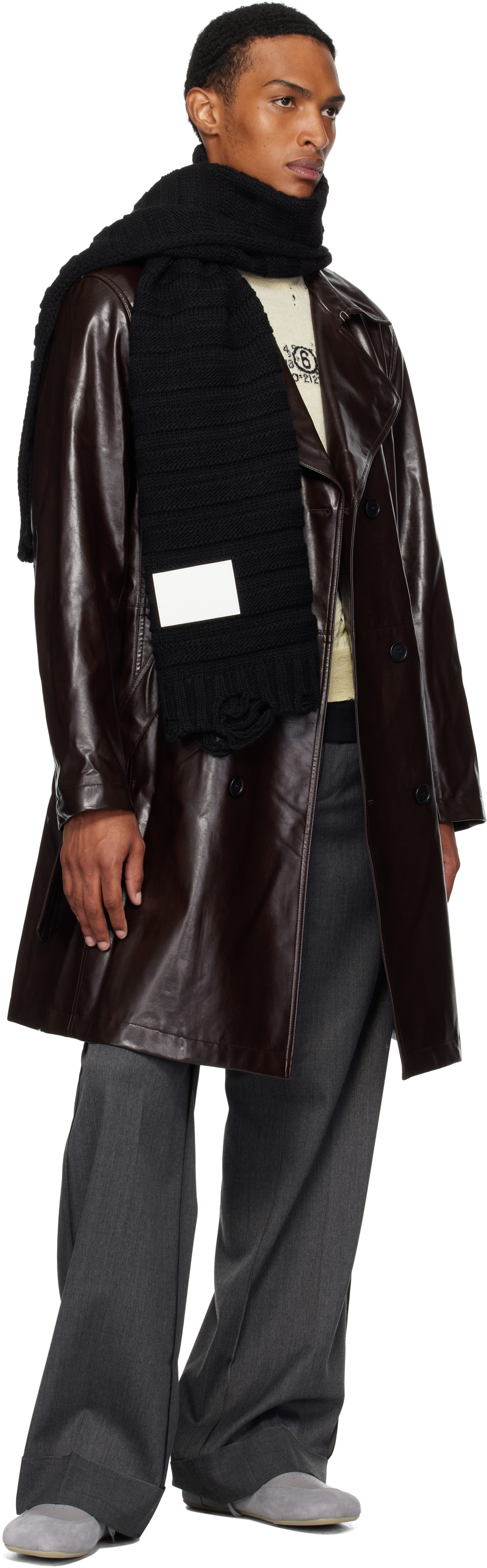 MM6 Maison Margiela Black Wool Scarf