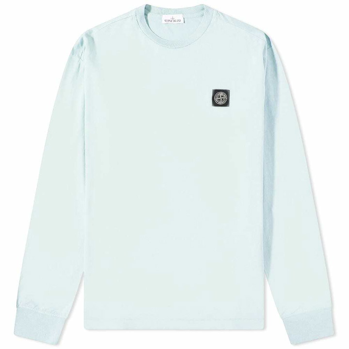 Photo: Stone Island Men's Long Sleeve Patch T-Shirt in Aqua