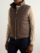 TOM FORD - Slim-Fit Reversible Quilted Leather-Trimmed Suede and Shell Down Gilet - Brown