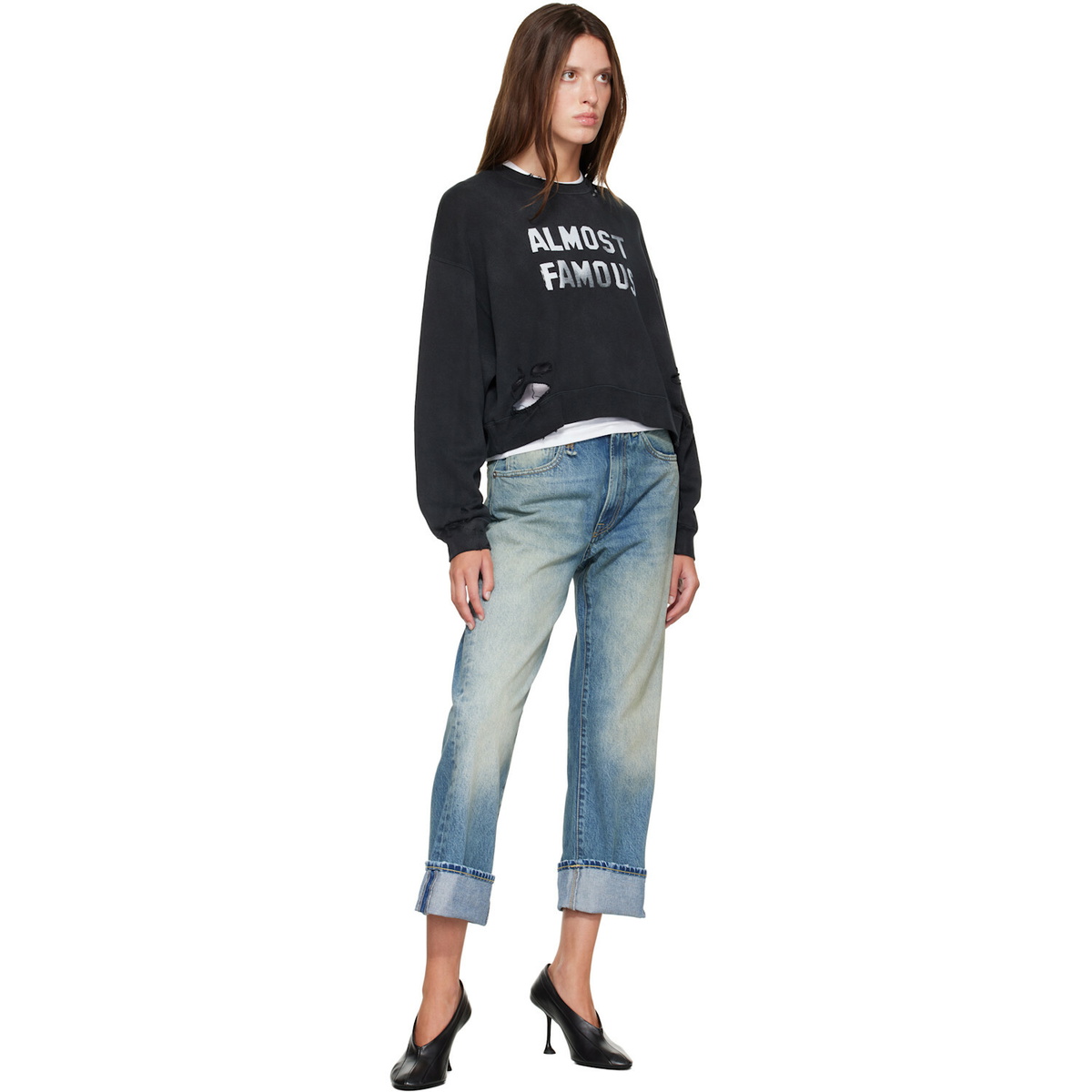 R13 Blue Cuffed X-Boyfriend Jeans