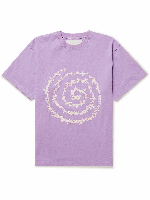 Photo: Story Mfg. - Grateful Printed Organic Cotton-Jersey T-shirt - Purple