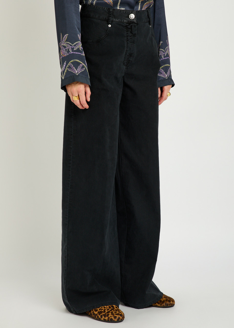 Forte_forte Wide-leg Brushed Cotton Trousers Navy