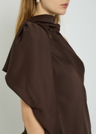 Aaron Esh Cape-effect Asymmetric Satin Mini Dress Brown