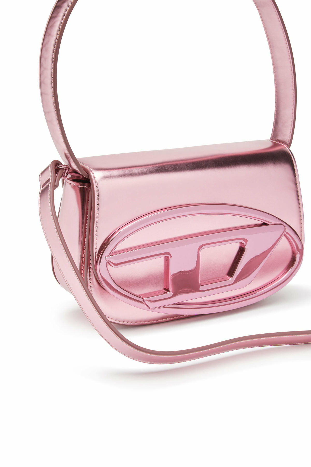 Diesel 1DR-Iconic shoulder bag in mirrored leather - Shoulder Bags