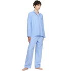 Tekla Blue Poplin Long-Sleeved Pyjama Shirt