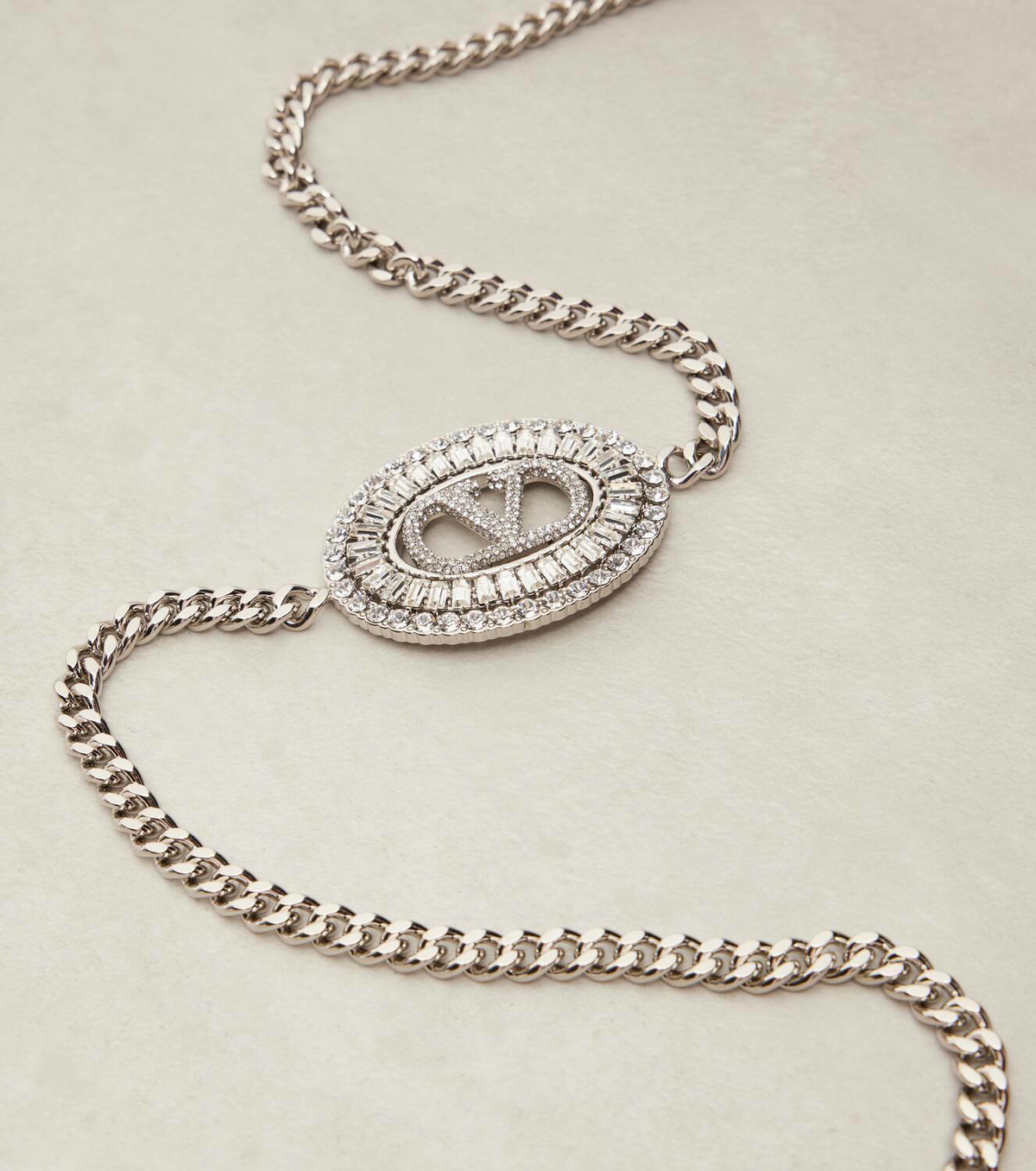 Valentino VLogo crystal-embellished chain belt