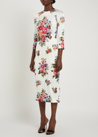 Dolce & Gabbana Floral-print Satin Midi Dress White