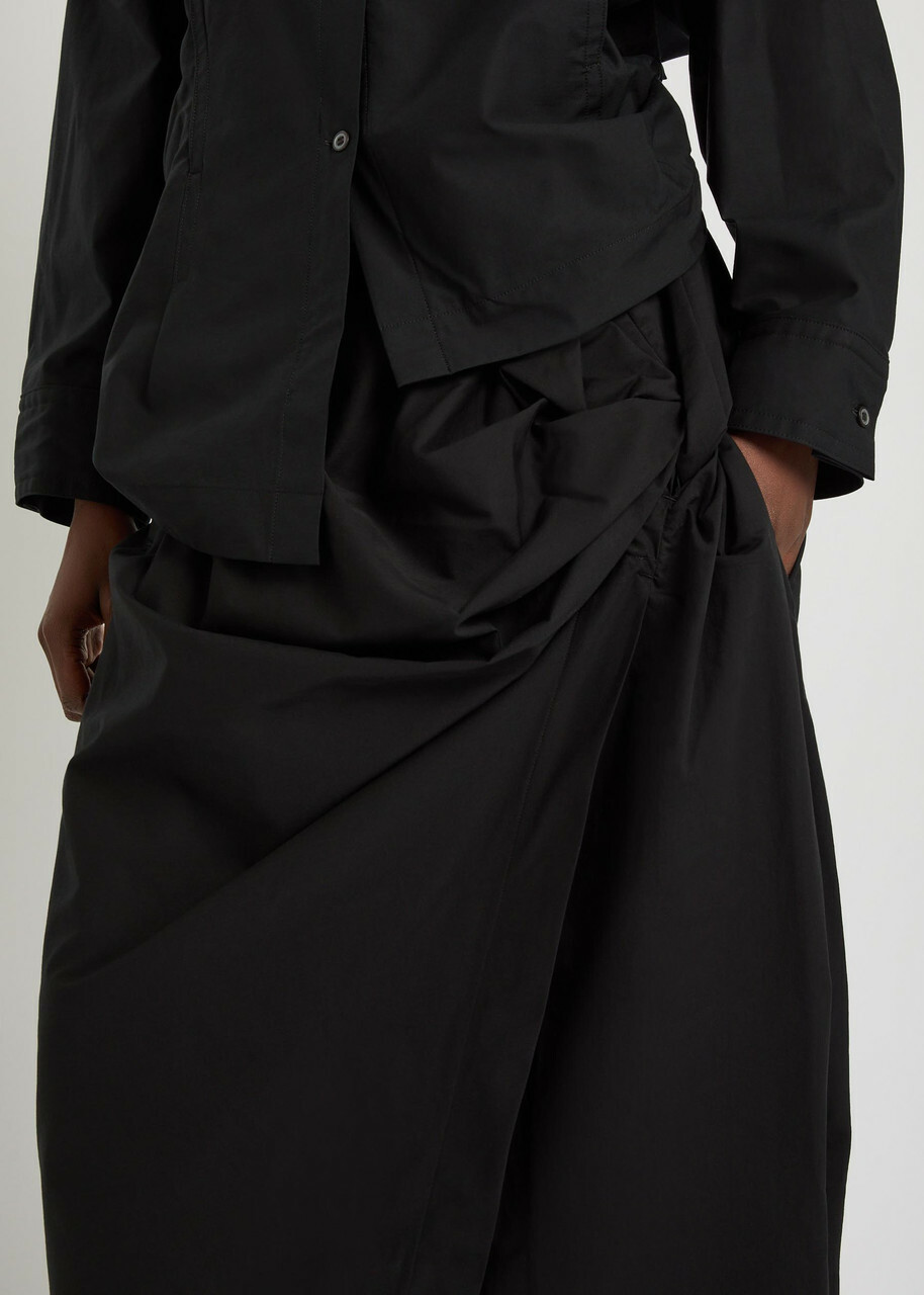 Issey Miyake Twisted Draped Cotton-blend Trousers Black