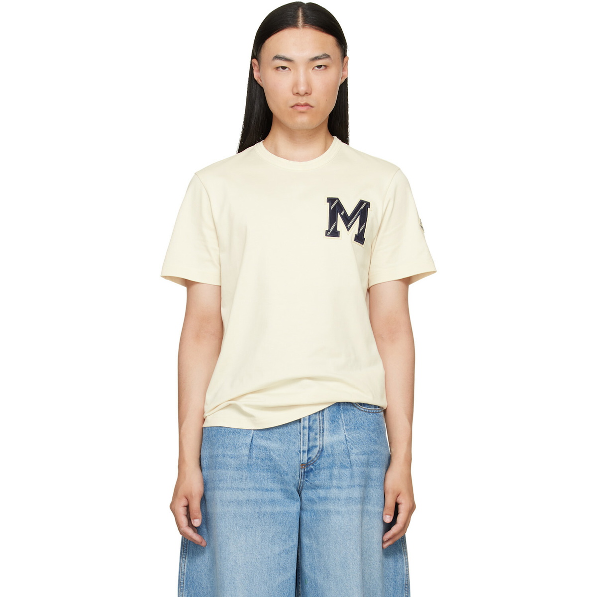 Moncler Beige Cotton Jersey Monogram T-shirt