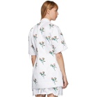 Marina Moscone White Embroidered Basque Shirt Dress