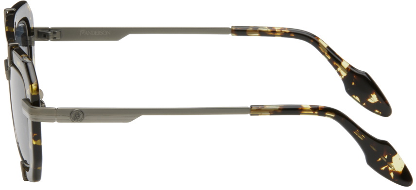 JW Anderson SSENSE Exclusive Tortoiseshell & Gunmetal Geometric Sunglasses