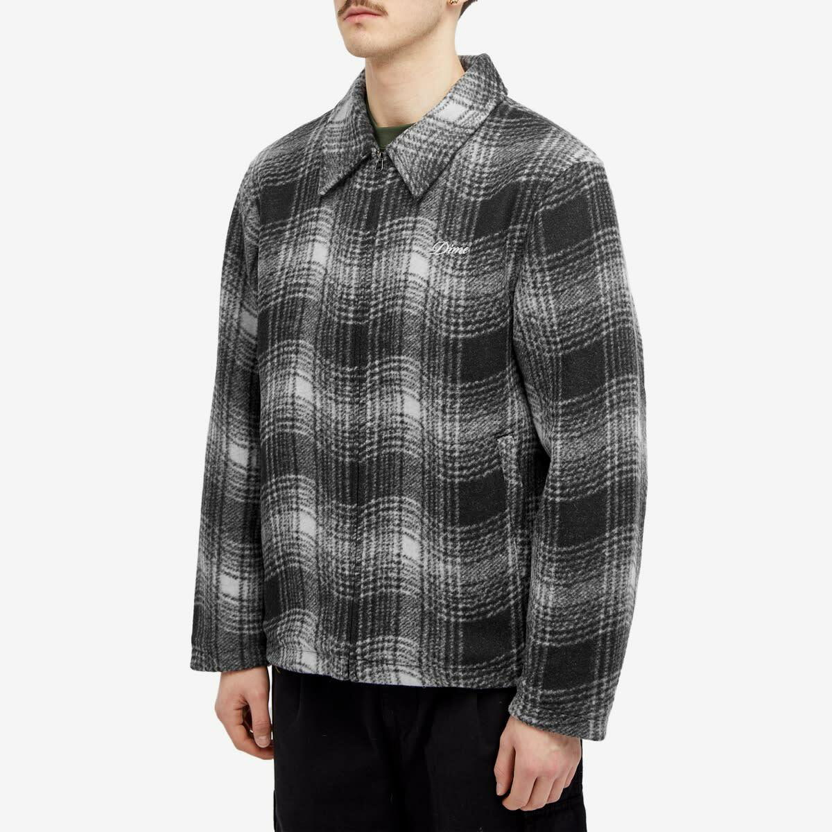 Dime Men's Wave Plaid Shirt Jacket in Charcoal Dime