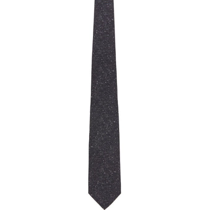 Photo: Isaia Black Silk Flecked 7-Fold Tie
