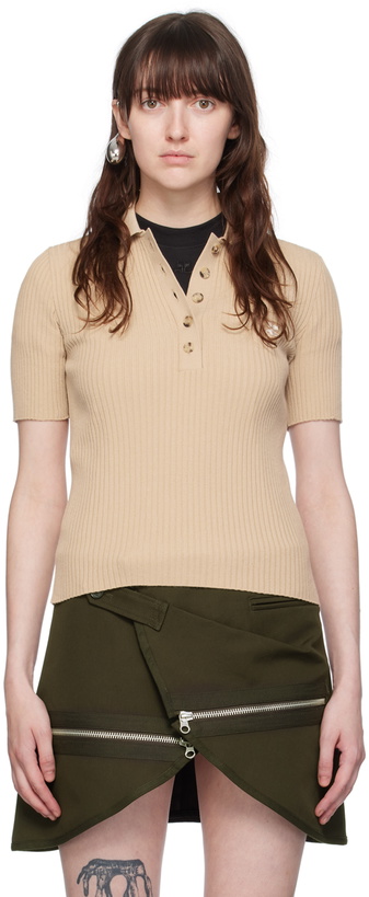 Photo: Courrèges Beige Embroidered-Logo Polo