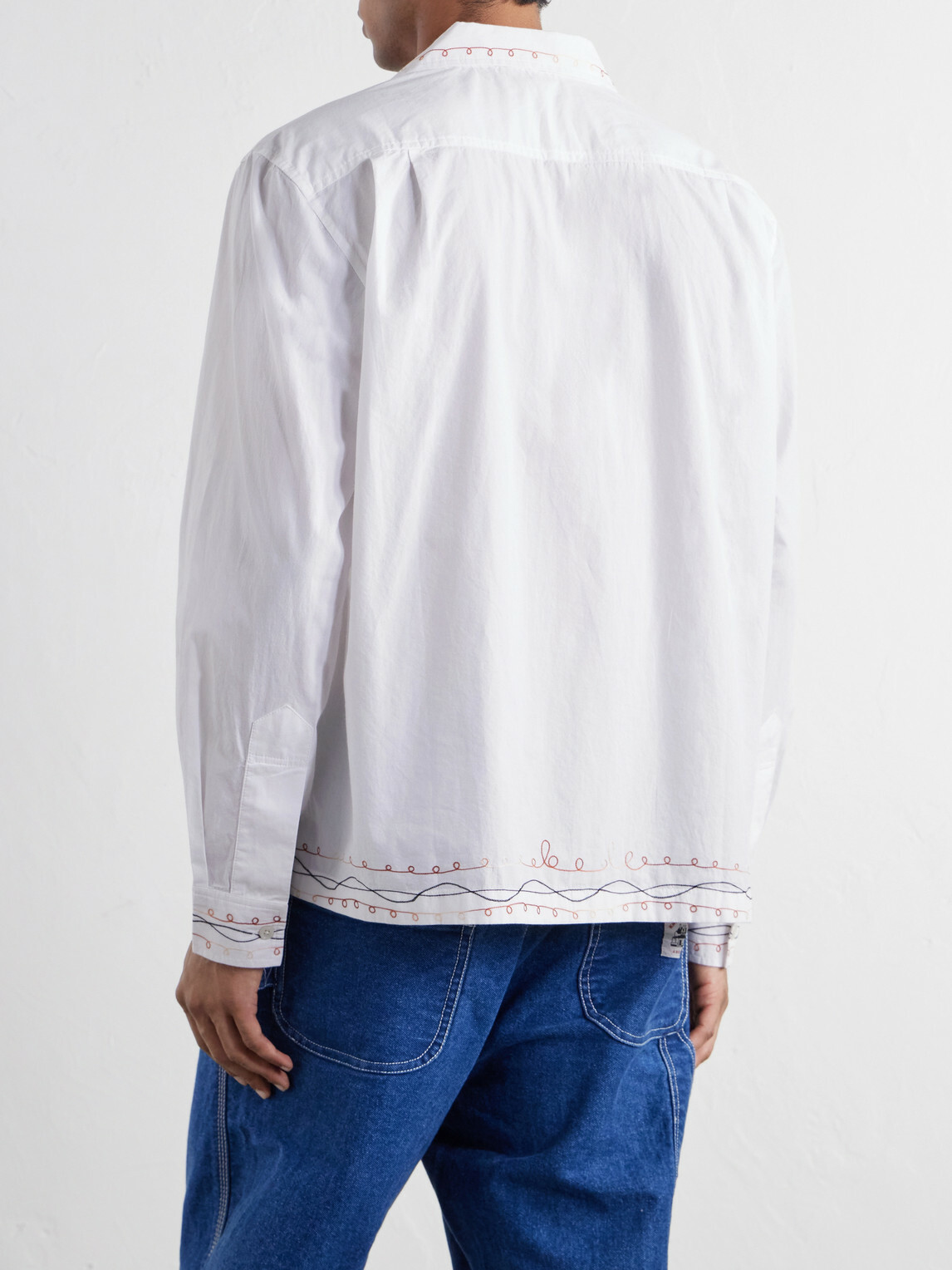 BODE - Camp-Collar Embroidered Cotton-Poplin Shirt - White