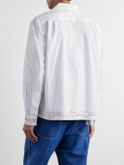 BODE - Camp-Collar Embroidered Cotton-Poplin Shirt - White