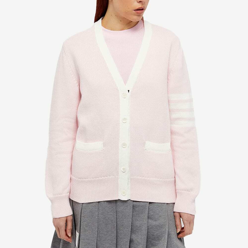 Thom Browne Women s Flower Icon 4 Bar V Neck Cardigan in Light