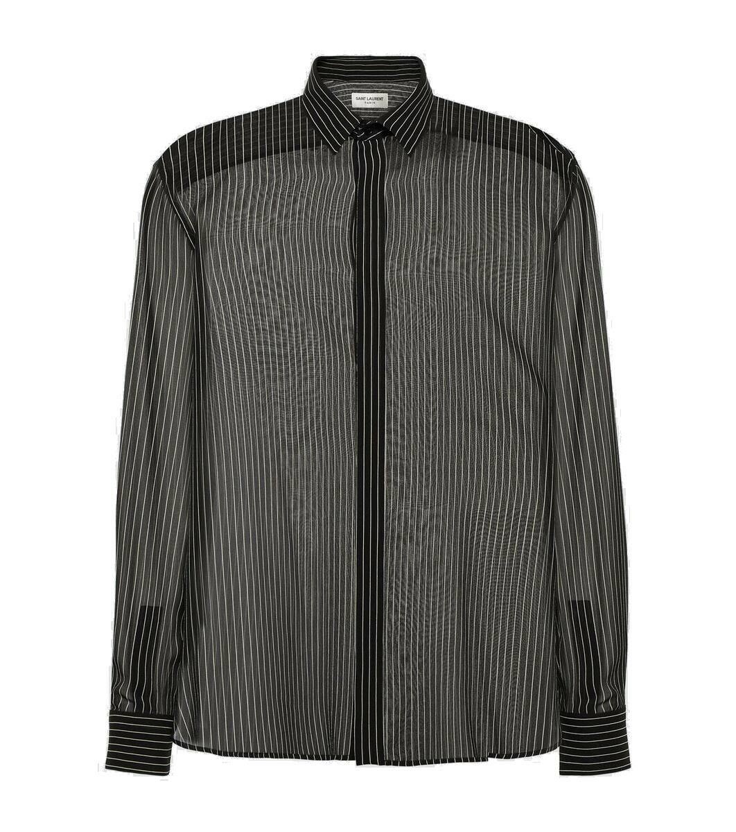 Photo: Saint Laurent Pinstripe silk georgette shirt