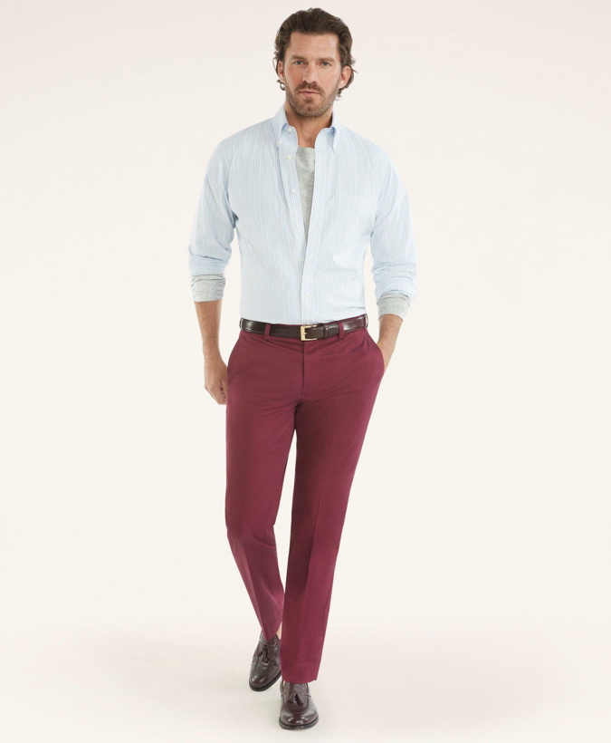 Photo: Brooks Brothers Men's Milano Slim-Fit Stretch Advantage Chino Pants | Dark Red
