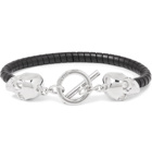 Alexander McQueen - Silver-Tone and Leather Bracelet - Black