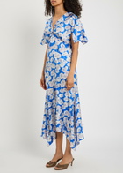 Stella Mccartney Daisy Floral-print Silk Midi Dress Blue