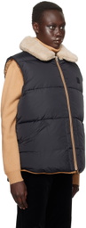 A.P.C. Tan & Black Teddy Reversible Puffer Vest