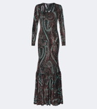 Etro Paisley jersey and chenille gown