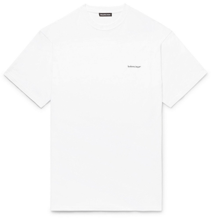 Photo: Balenciaga - Logo-Print Cotton-Jersey T-Shirt - Men - White