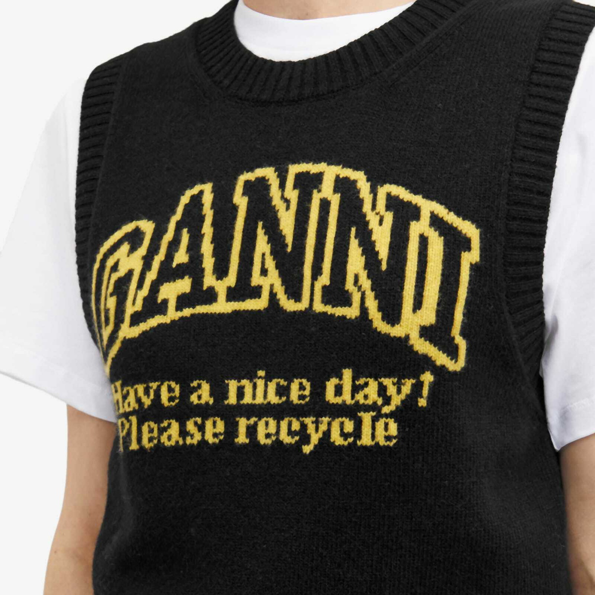 GANNI Women's Graphic O-Neck Vest in Black GANNI