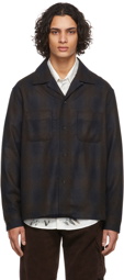 Our Legacy Navy & Brown Check Heusen Shirt