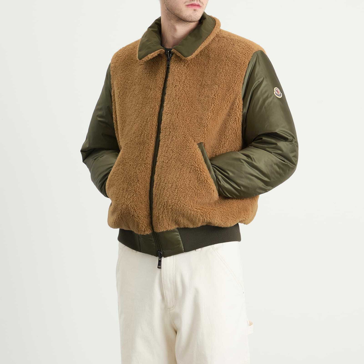 Moncler Men's Maulevrier Bomber Reversible Teddy Jacket in Green