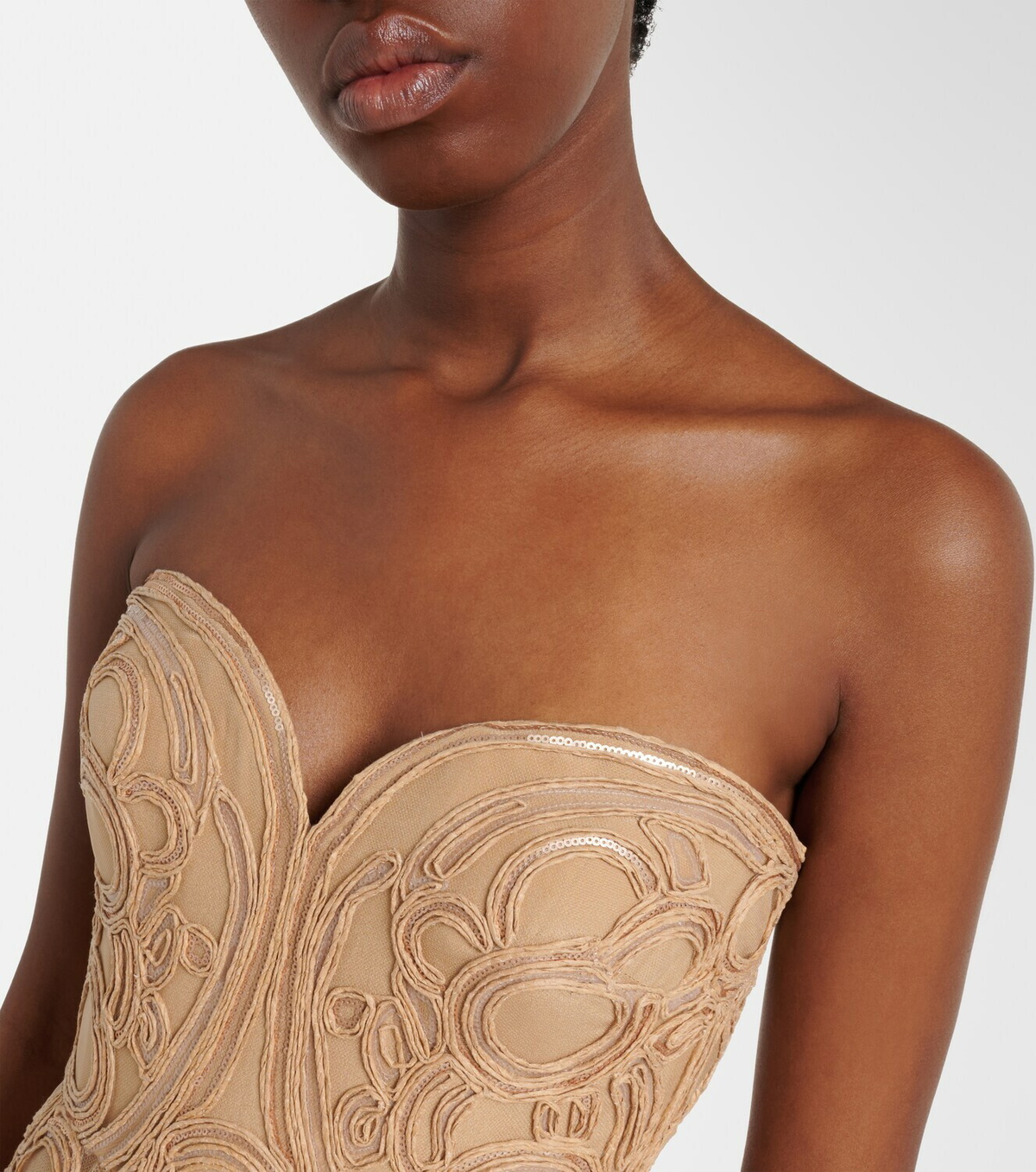 Elie Saab Embellished tulle bustier gown