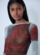 Jean Paul Gaultier Blurry Roses Mesh Tank Top