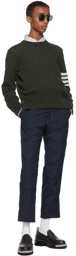 Thom Browne Green Shetland Wool 4-Bar Classic Sweater
