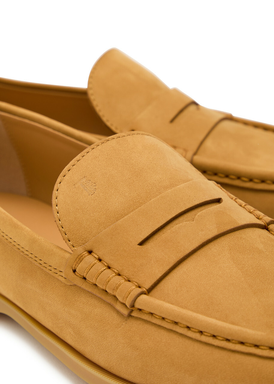 Tods Gomma Leggero Nubuck Loafers Tan