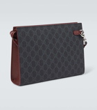 Gucci GG canvas leather-trimmed pouch