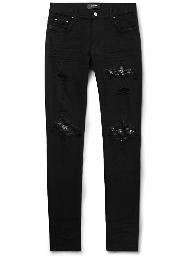 Photo: AMIRI - MX1 Skinny-Fit Panelled Distressed Jeans - Black