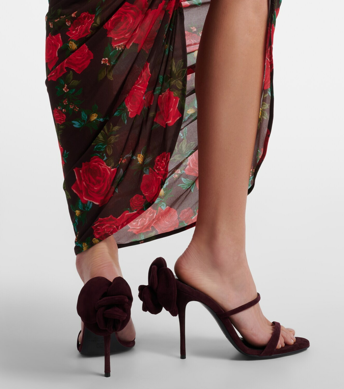 Magda Butrym Floral-appliqué suede mules
