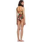 Dolce and Gabbana Red and Green Portofino Balconette One-Piece Swimsuit