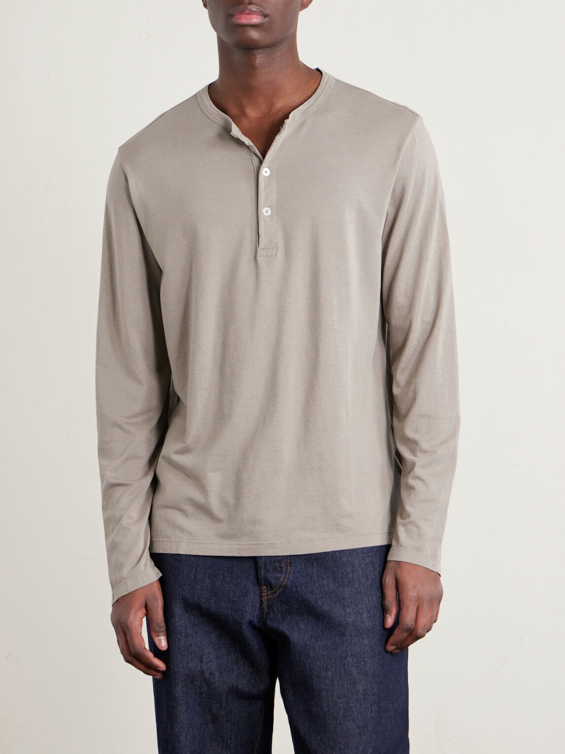 Hartford - Garment-Dyed Lyocell and Cotton-Blend Jersey Henley Shirt - Neutrals