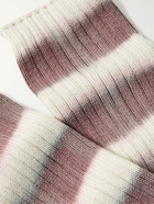 MR P. - Ribbed Tie-Dyed Striped Cotton-Blend Socks - Purple