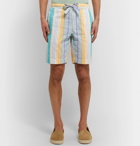 INCOTEX - Striped Cotton Drawstring Shorts - Blue