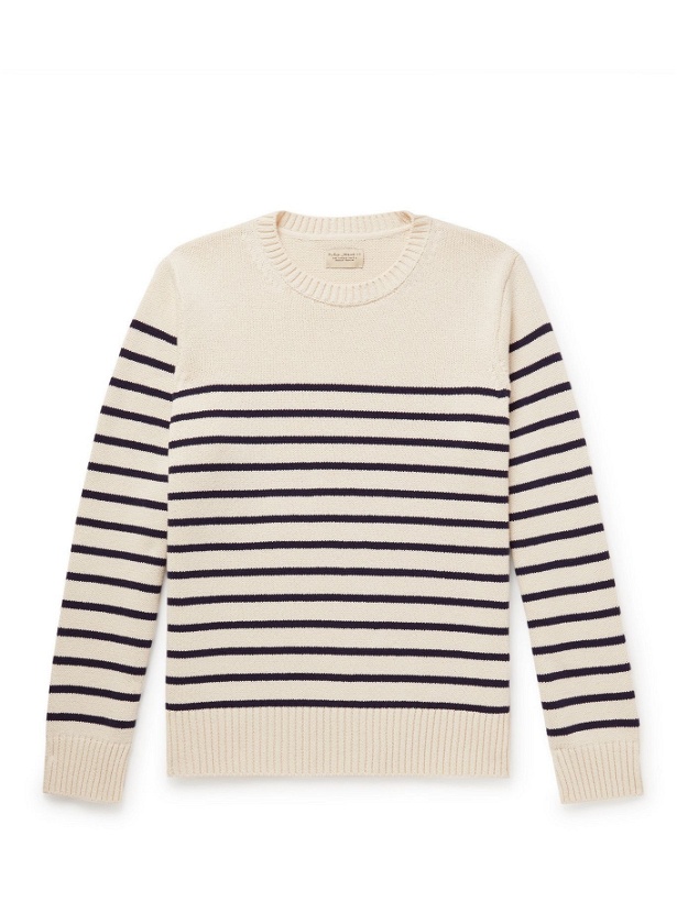 Photo: NUDIE JEANS - Hampus Striped Recycled Cotton-Blend Sweater - Neutrals