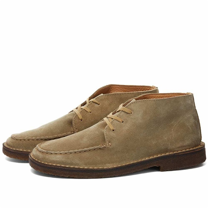 Photo: Drake's Men's Crosby Moc Toe Boot in Sand Suede