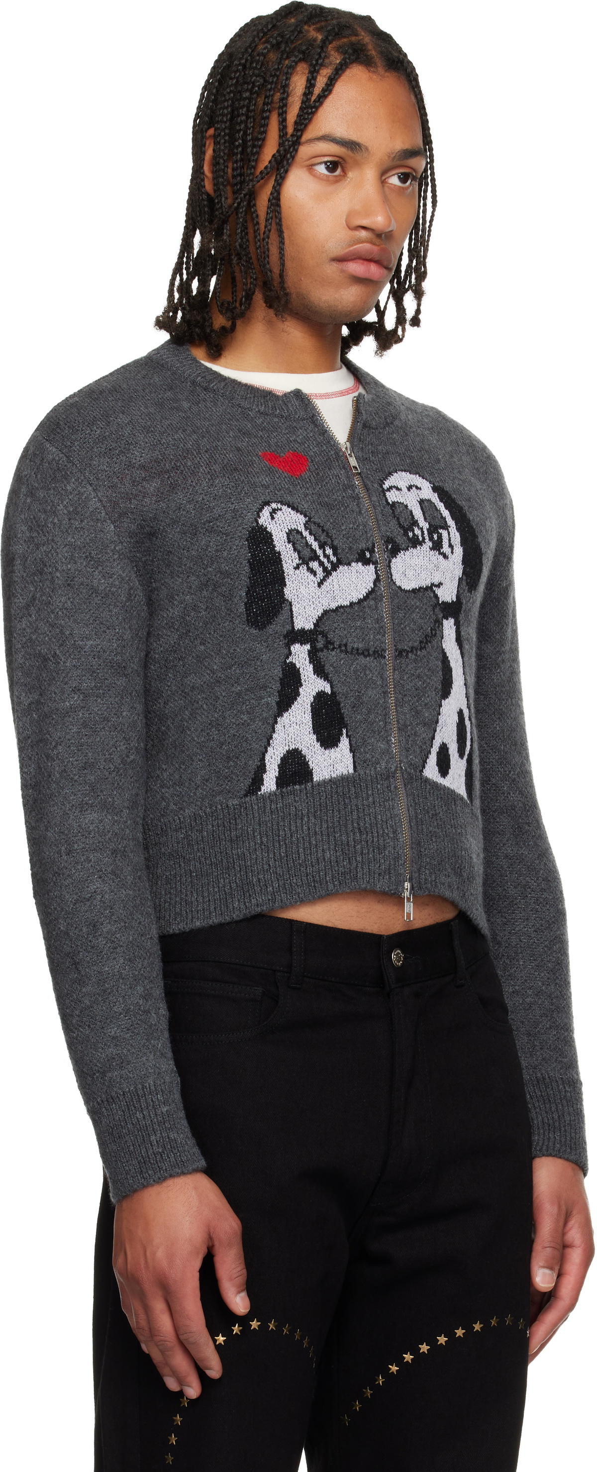 Carne Bollente Gray Spots & Kisses Cardigan