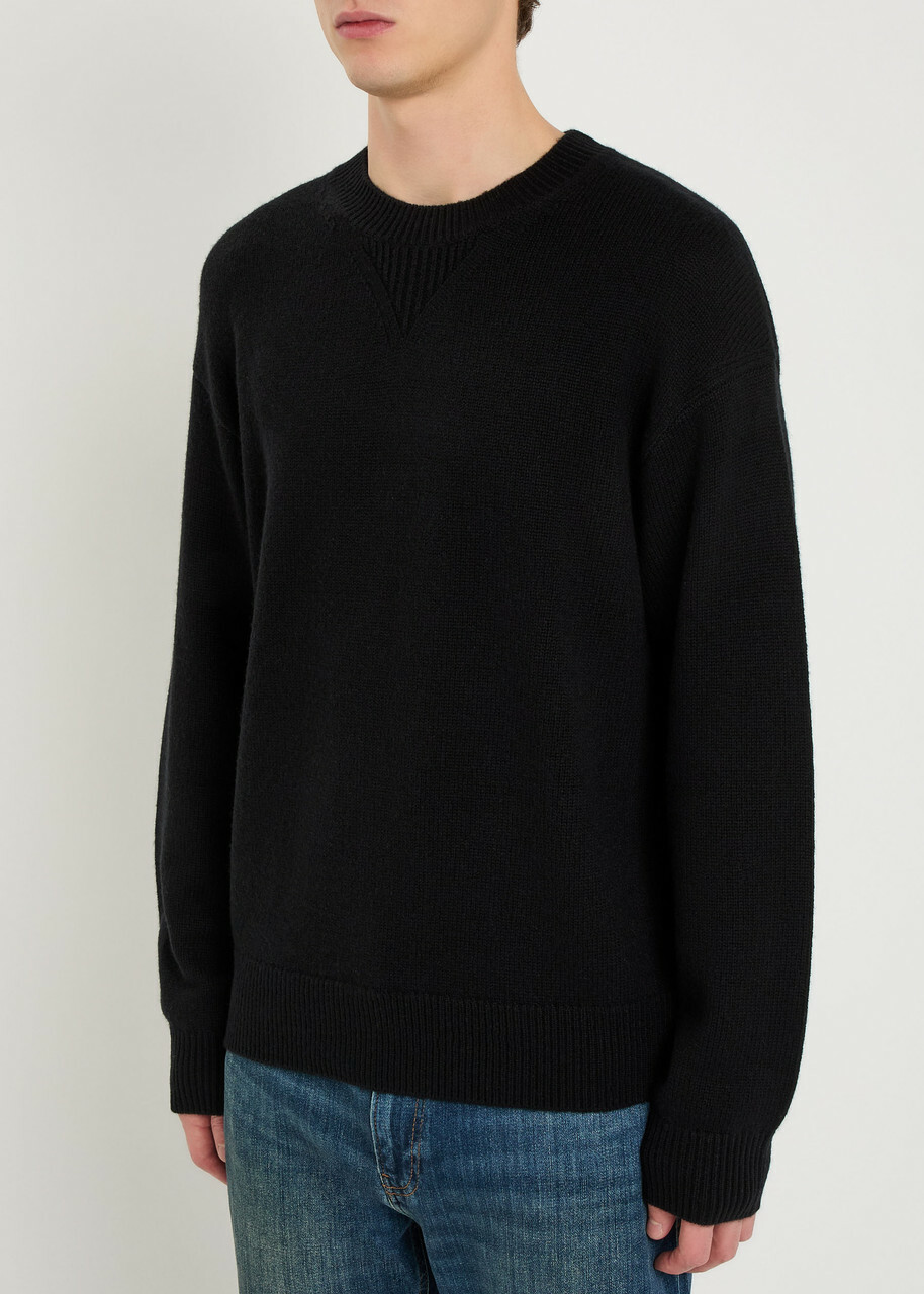Frame Suede Patch Wool-blend Jumper Black