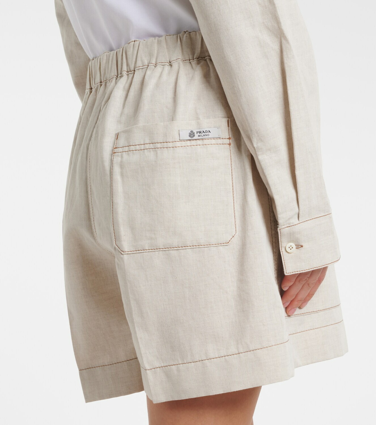 Prada Cotton and linen chambray shorts